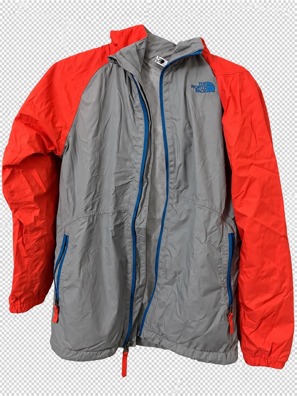 The North Face Gray & Red Men's Lightweight Rain Jacket